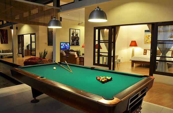 View pool table & dining